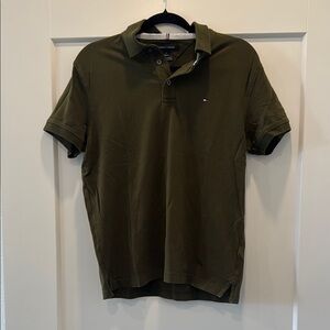 Tommy Hilfiger slim fit stretch green collared short sleeve t shirt polo